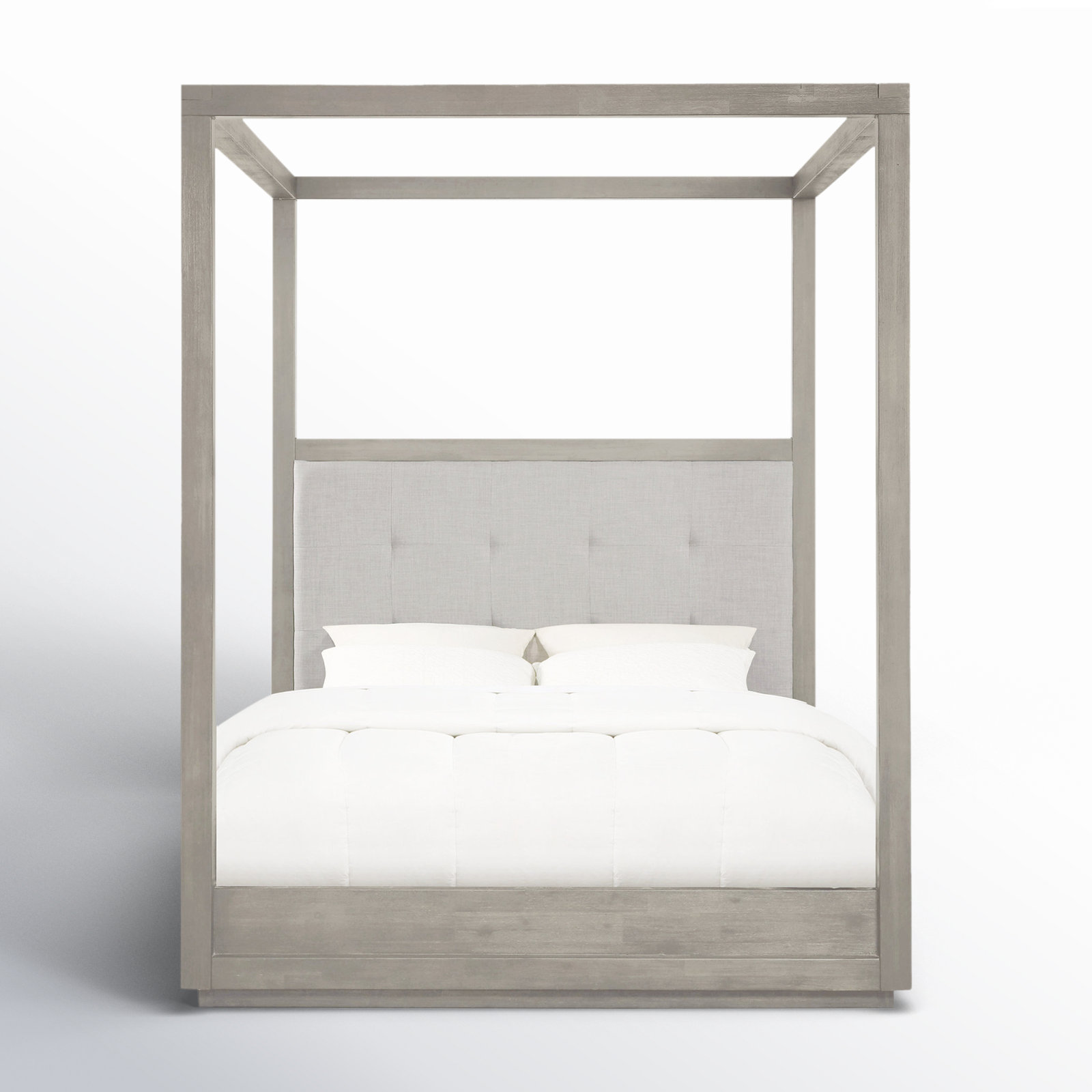 Eloise Upholstered Canopy Bed, Full, White