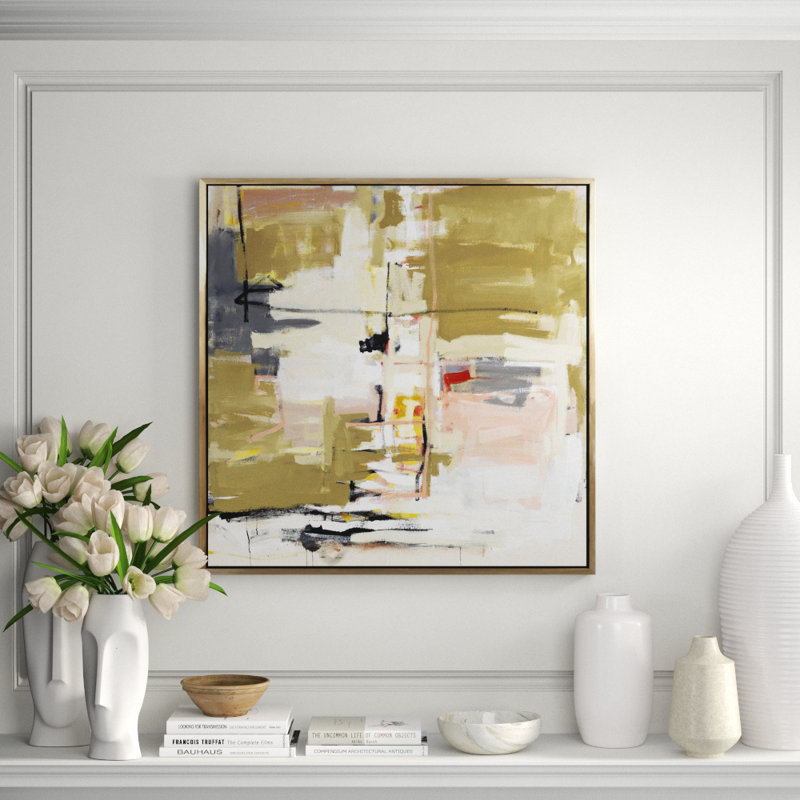 Olive Instersect Painting, Black Framed
