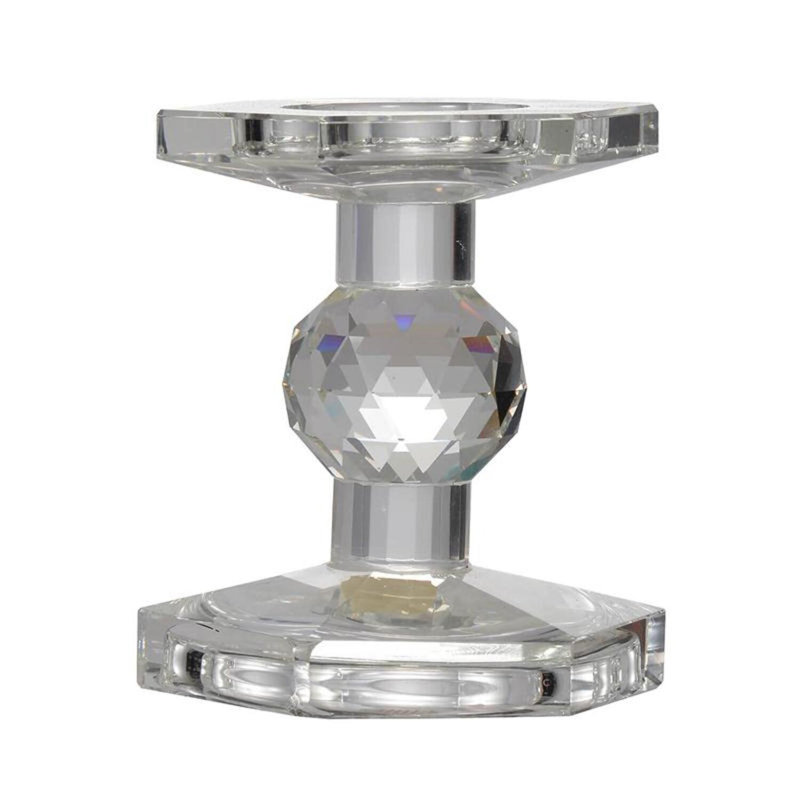Crystal Tabletop Candlestick, 4.5'' H X 4.3'' W X 3.8'' D