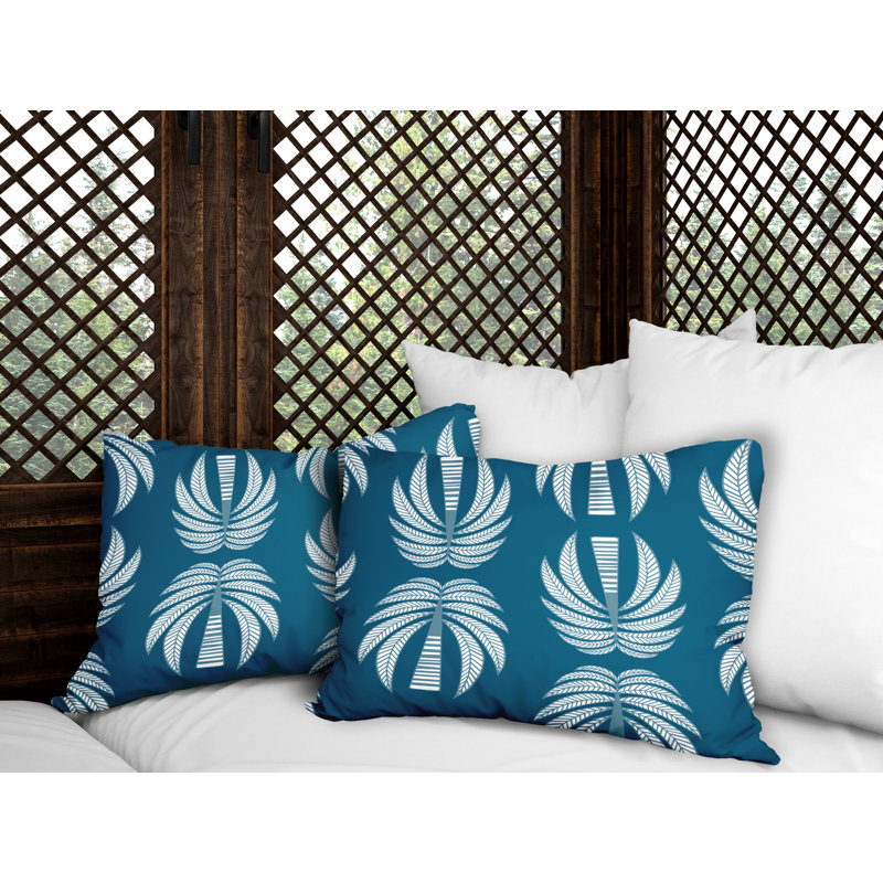 Geometric Outdoor Reversible Throw Pillow, Turquoise
