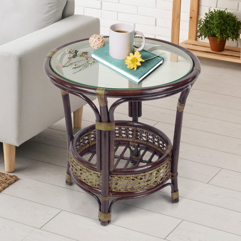 Pesmes Rattan Wicker Coffee Table, Dark Brown