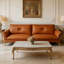 Canapé modulaire orange en cuir véritable-129490147