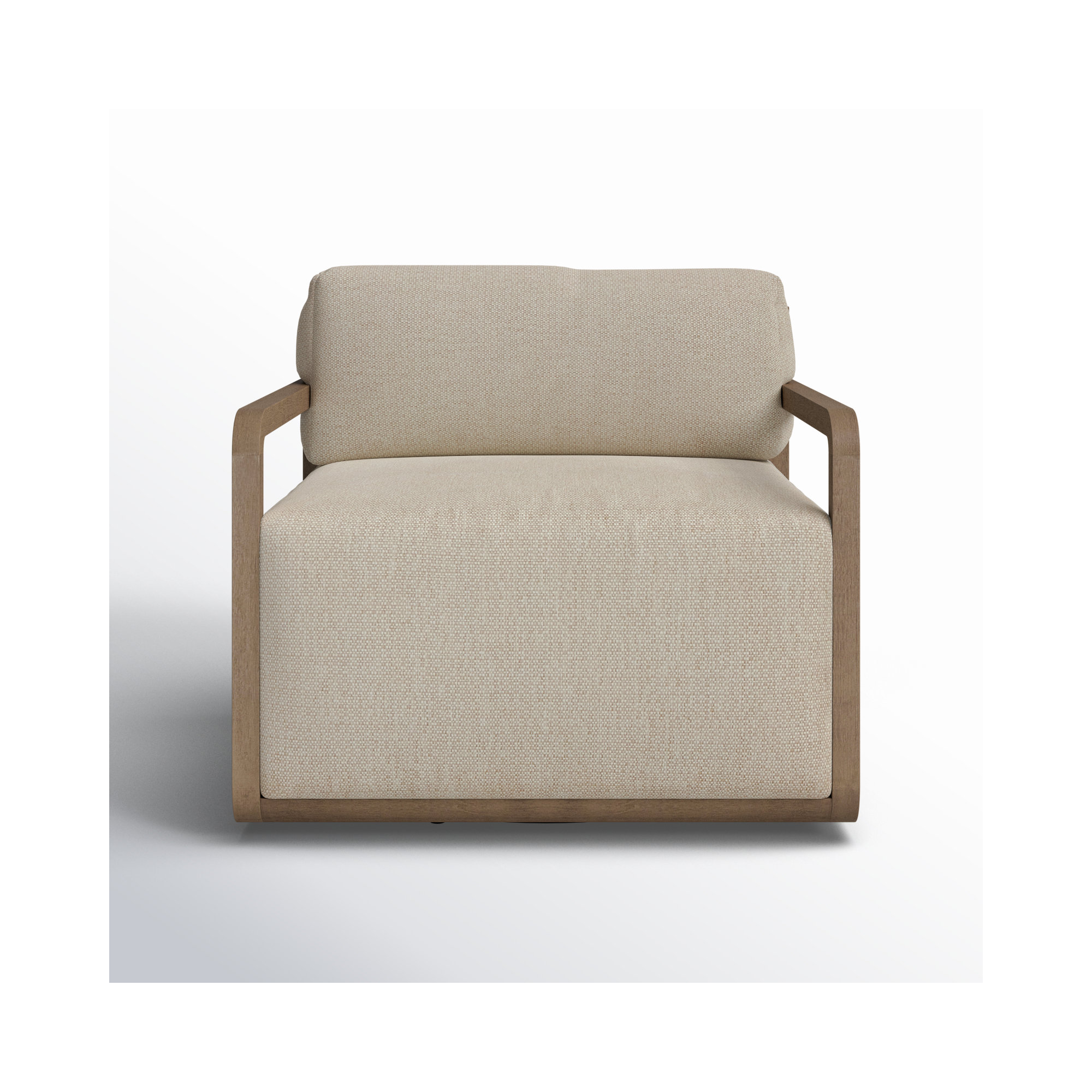 Navarre Swivel Teak Outdoor Lounge Chair, Faye Sand