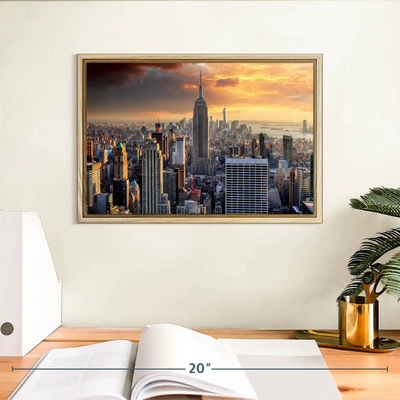 New York City High Rises, Cadre flottant en bois naturel, 13 po x 9 po