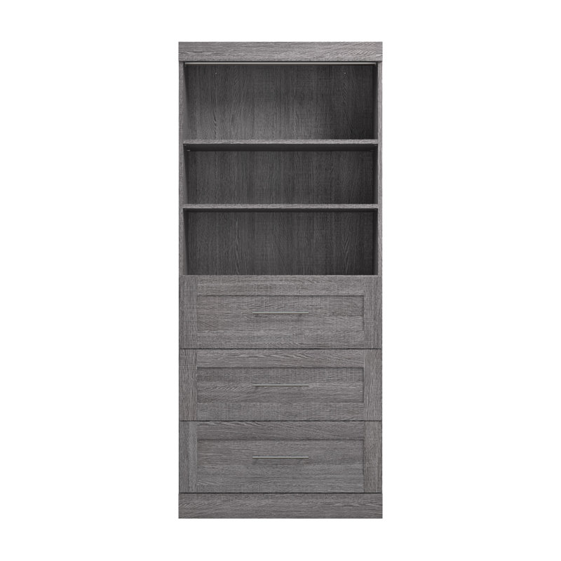 Arlex 36W Closet Organizer System with Drawers, Dark Gray