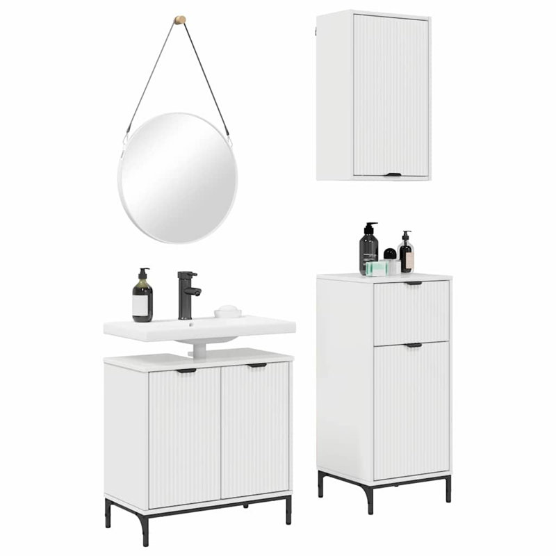 Bathroom Storage Furniture Set, High Gloss White