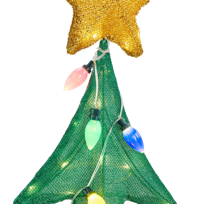 Sapin de Noël de 1,20 m en forme de chien grimpant, brun et vert, avec 188 lumières blanc chaud