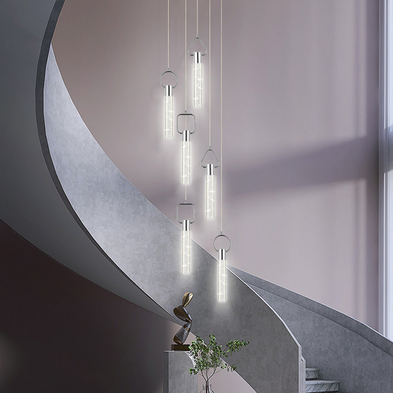 Luminaire suspendu en cristal Brevick, Argent, Carré, 1 lumières