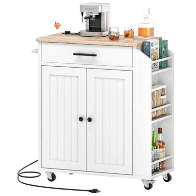 Rolling Kitchen Island with Power Outlet by Winston Porter