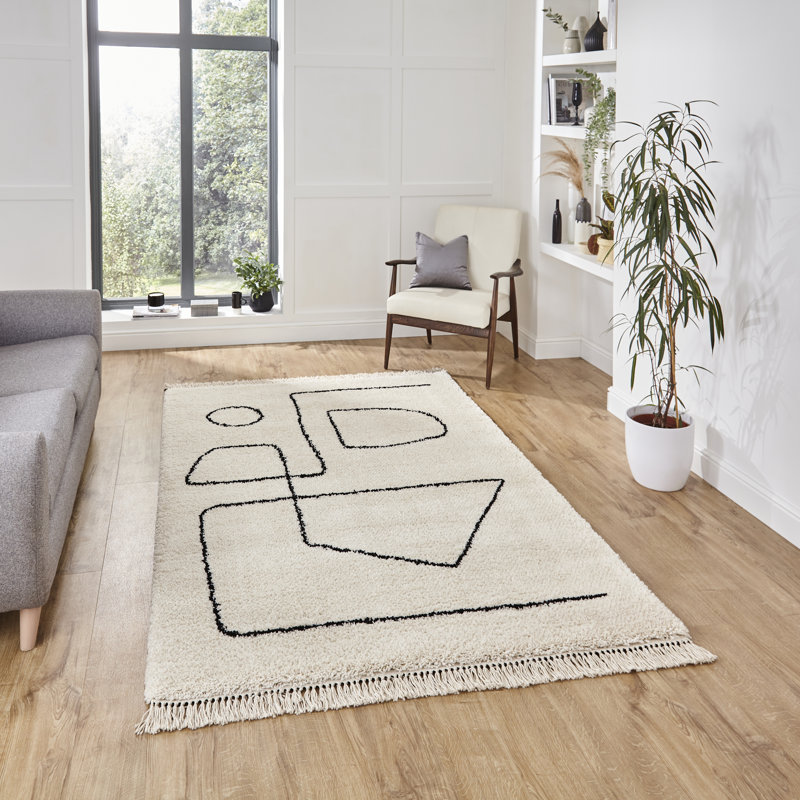 Nathanson area rug Machine Woven Rectangle White, Rectangle 120 x 170cm
