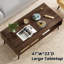 Table basse de style Mid-Century moderne, console rectangulaire de 47 pouces avec tiroir et tablette, table basse en bois pour salon, bureau, noyer