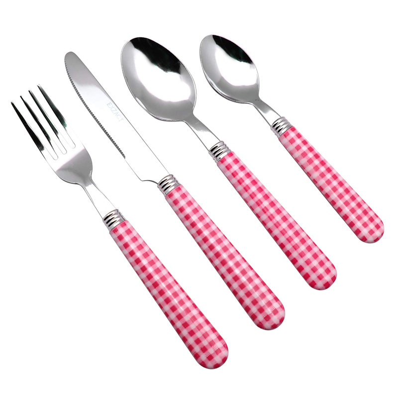 Brambly Cottage Otway 24 Piece Cutlery Set , Service for 6, Pink
