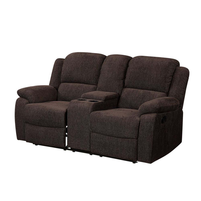 Zslater Chenille Pillow Top Arm Reclining Loveseat, 39.5" H x 70.5" W x 39.5" D, Brown Chenille
