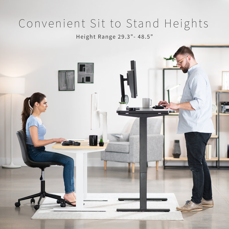 VIVO Single Motor Electric Desk with Push Button Memory Controller, 48.5" H x 71" W x 30" D, Reclaimed Wood/Black