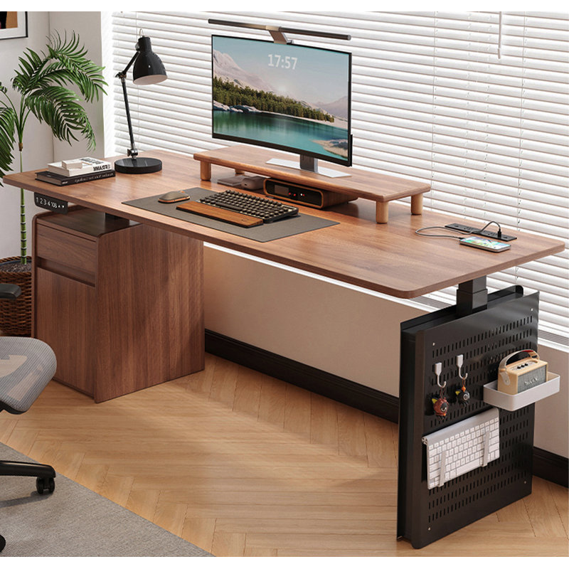 Solid Wood Electric Height Adjustable Standing Desk, 31.89" H x 55.12" W x 23.62" D