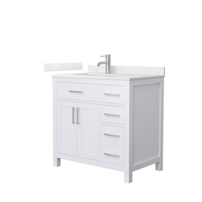 Meuble-lavabo simple autoportant 36 po avec plateau en quartz Beckett