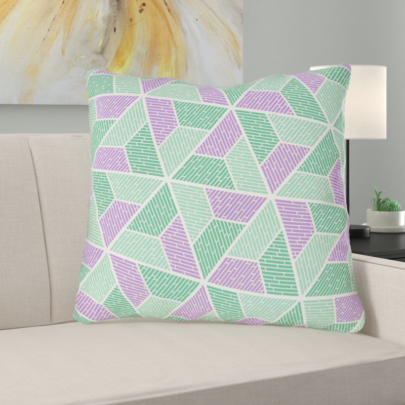 Coussin Katelyn Elizabeth, 16 po x 1 po, Vert et rose, Polyester filé