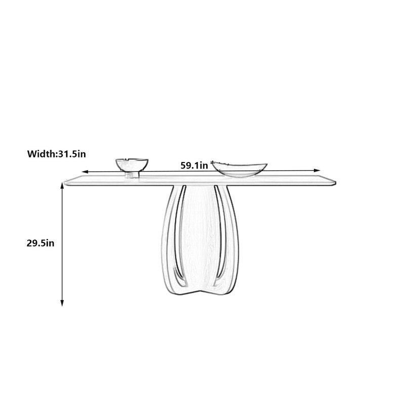 Table géométrique Rock Plate avec pieds en chêne, H 29,5 po x L 59,1 po x l 31,5 po