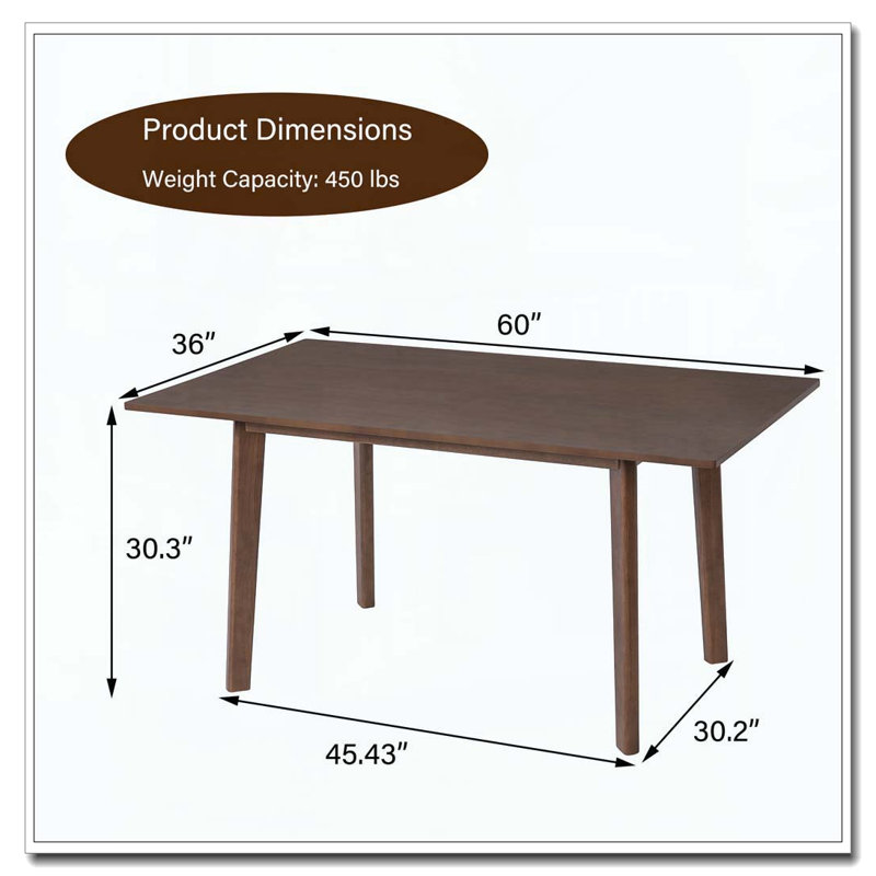Table de salle à manger 60 ", Noyer