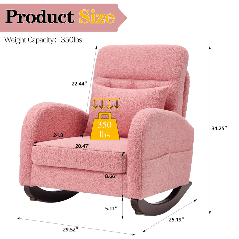 Chaise berçante en bois massif EROMMY, Rose