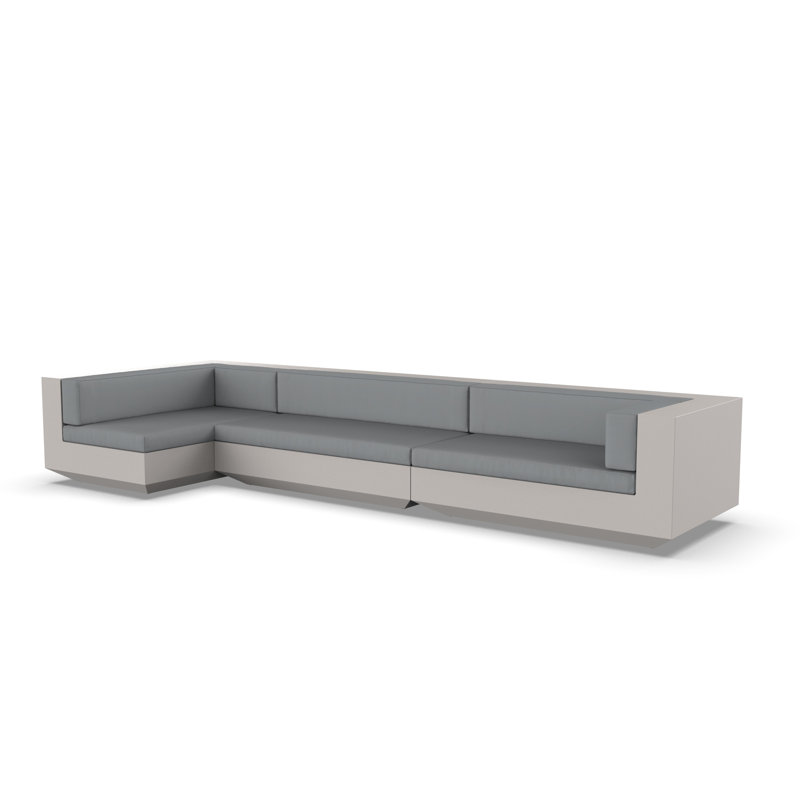 Canapé modulaire d'extérieur avec coussins Vela, Noir, Taupe nautique