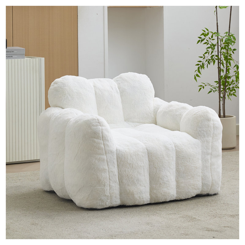 Fauteuil à billes en fausse fourrure blanc