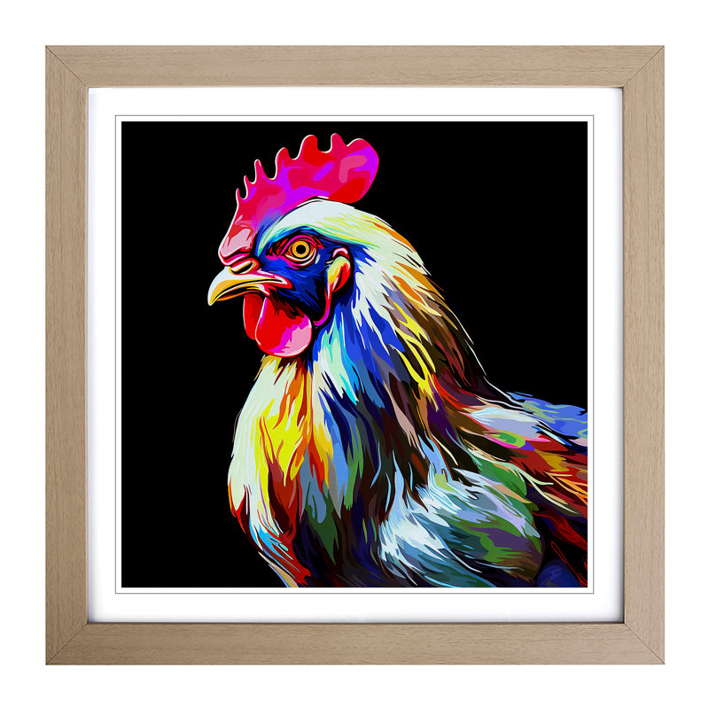 Chicken Digital Art - Framed Print, Oak