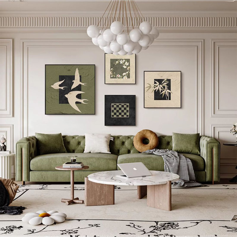 Ensemble d'art mural traditionnel carré 4 pièces, H 47,24 po x l 86,61 po