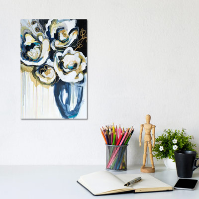 Blooms In Sea Foam by Angela Maritz - Wrapped Canvas Painting