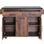 Îlot de cuisine avec compartiment de rangement, poubelle basculante, abattant, tablette réglable, porte-épices, armoire en noyer à 9 étagères -