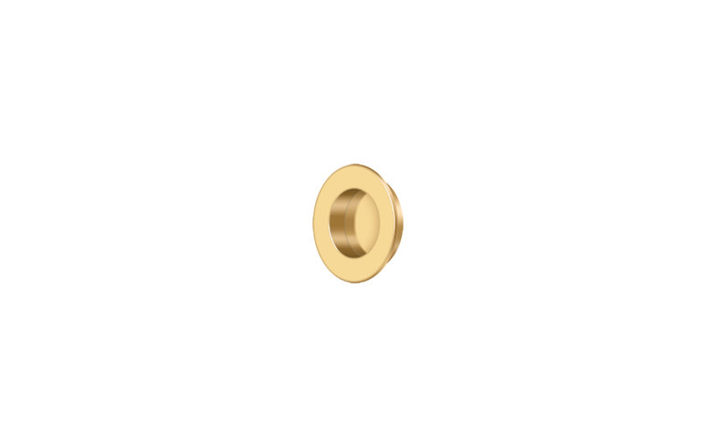 Deltana FP238U5 Flush Pull , Round, HD, 2-3/8", Solid Brass in Antique Brass, 1 7/8", Satin Brass