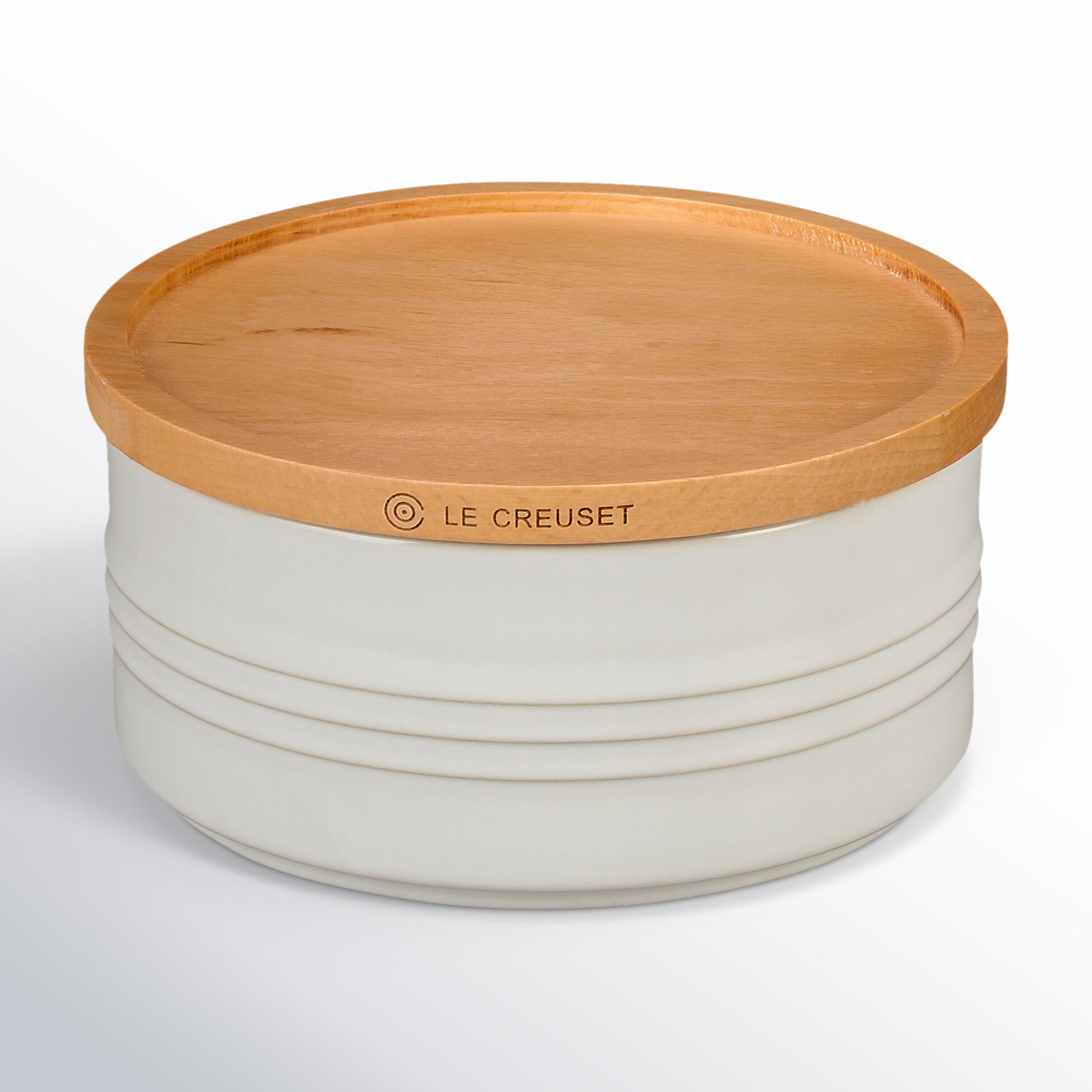 Stoneware Kitchen Canister, White, 2.5" H x 5.5" W x 5.5" D