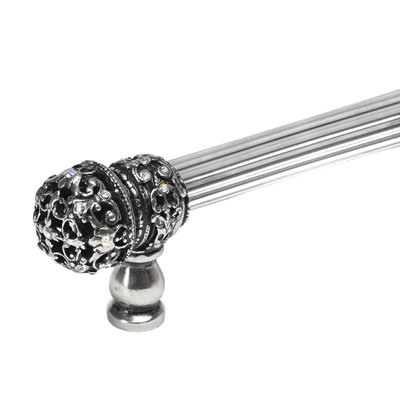 Juliane Grace with 5/8 reeded center long pull small finial with 52 Swarovski Clear & Aurore Boreale Crystals