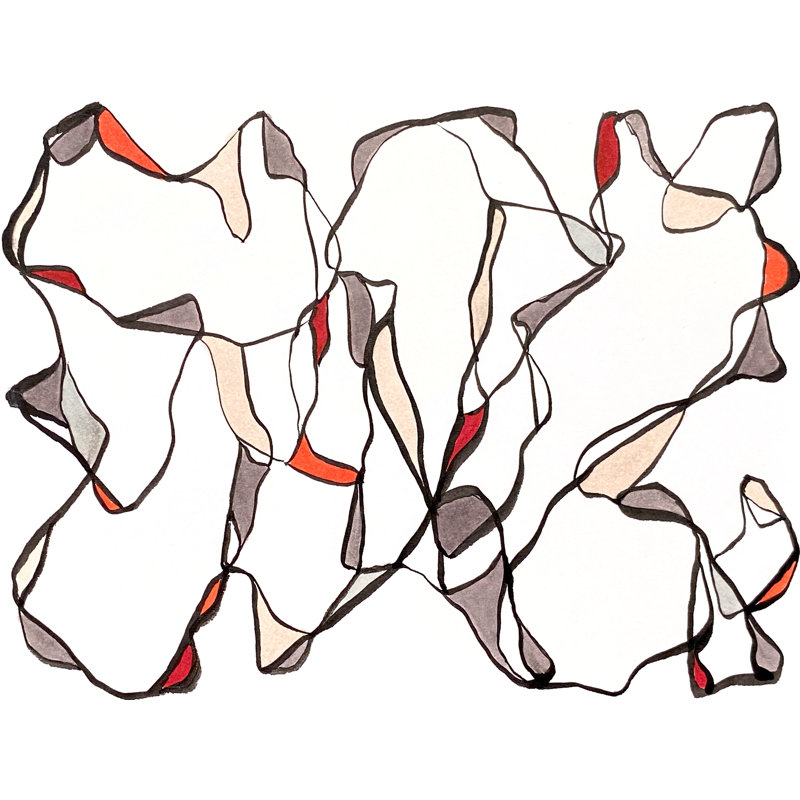 2.1 par Susan Arthur - Peinture, H 17,25 po x l 21,25 po, Papier avec cadre noir