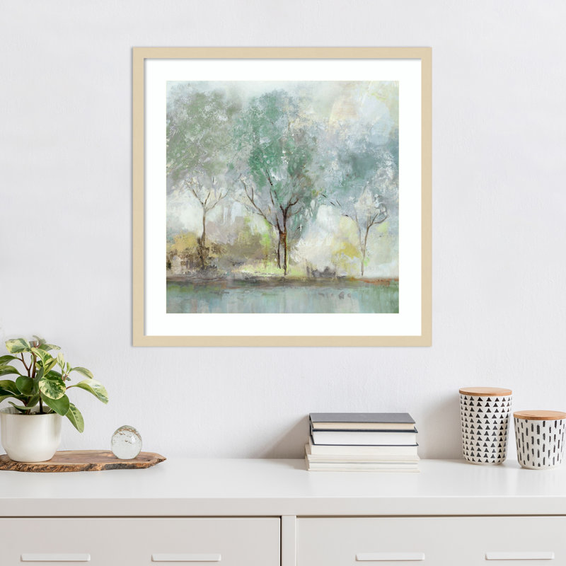 «Teal Landscape» par Isabelle Z, impression sur bois encadrée, H 25 po x l 25 po