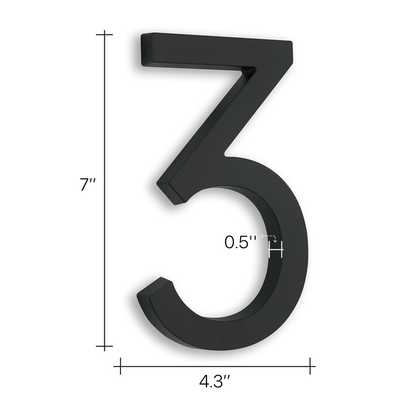 Plafonnier encastré ou numéro de maison en métal H 7 po, finition propre, 3