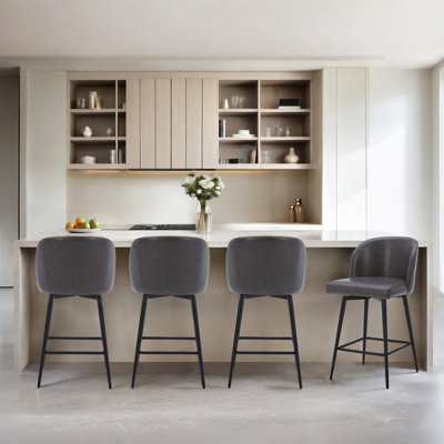 Brendaly Swivel Upholstered Counter Stool with Metal Frame