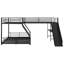 Lit superposé en L avec lit mezzanine, bureau intégré et glissade