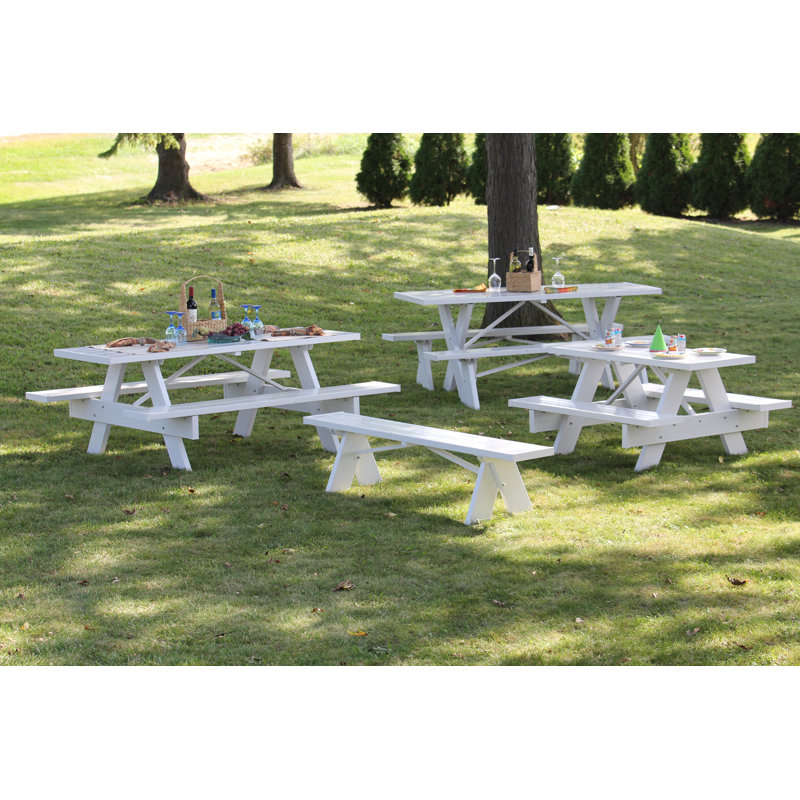 Table de pique-nique rectangulaire pour 6 personnes de 96 po Mariario, l 28 po x P 72 po, Moka