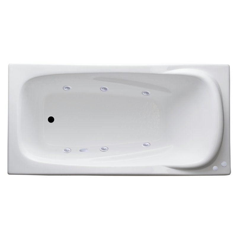 72'' x 36'' Drop-In Whirlpool Acrylic Bathtub, Left
