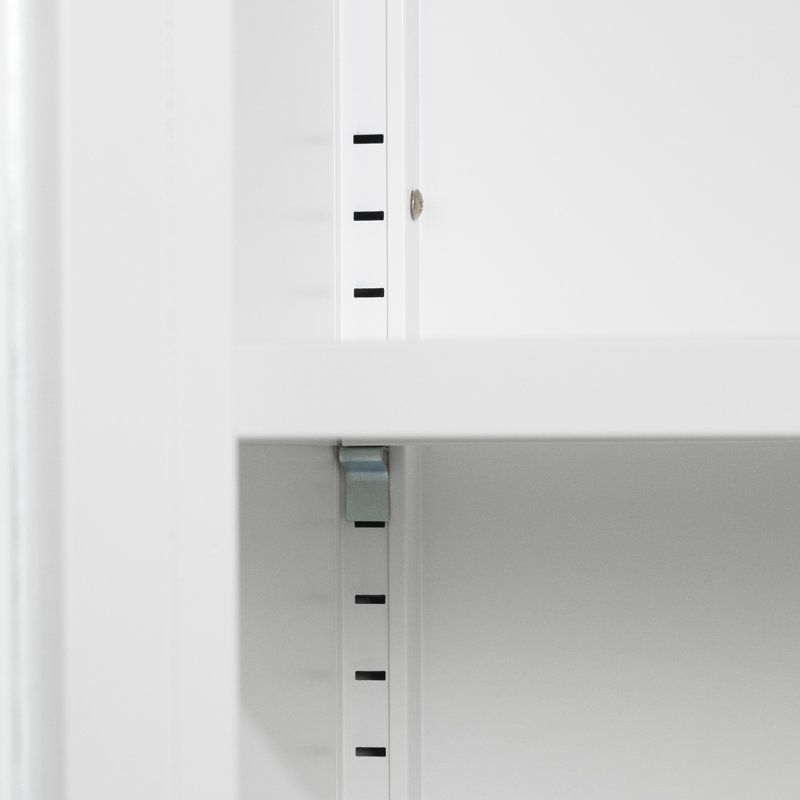 White Contemporary Glass Door Accent Cabinet with Adjustable Shelves