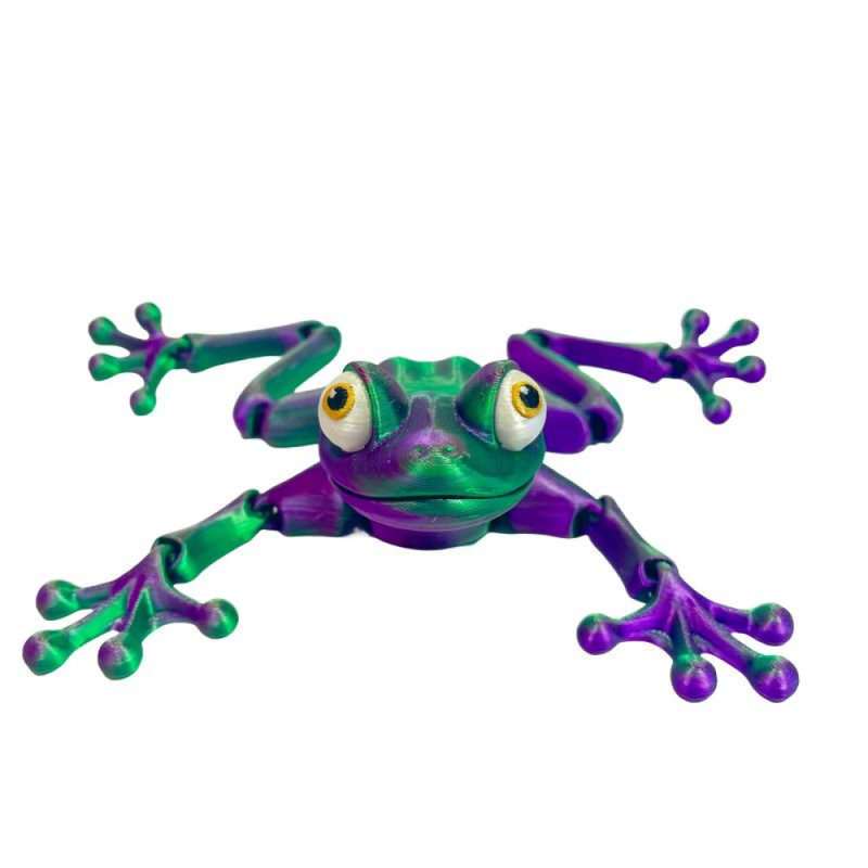 3D Printed With Legs Frog Figurine, Purple/Green