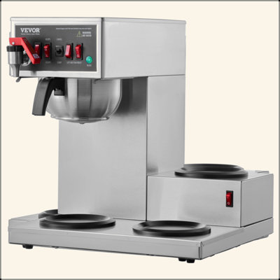 12 Cups Commercial Drip Coffee Maker With 3 Glass Carafes And 3 Warmers Office