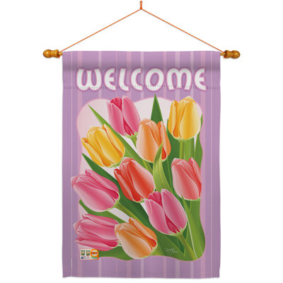 Ensemble de drapeaux 2 faces 40 "x 28" Welcome tulipes