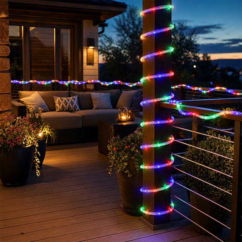 2 Pack 24FT 120V Multicolor Round LED Rope Light, Connectable Decor Light