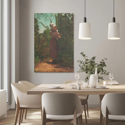 2D Flat, 1Pc Framed Canvas Wall Art, Rural Peasant Woman, Harvesting Scene, Realistic Oil Painting Style Art Print Canvas Poster Painting Room Wall Decor, Ideal Gift For Bedroom Living Room Hallway Dorm, Ready To Hang