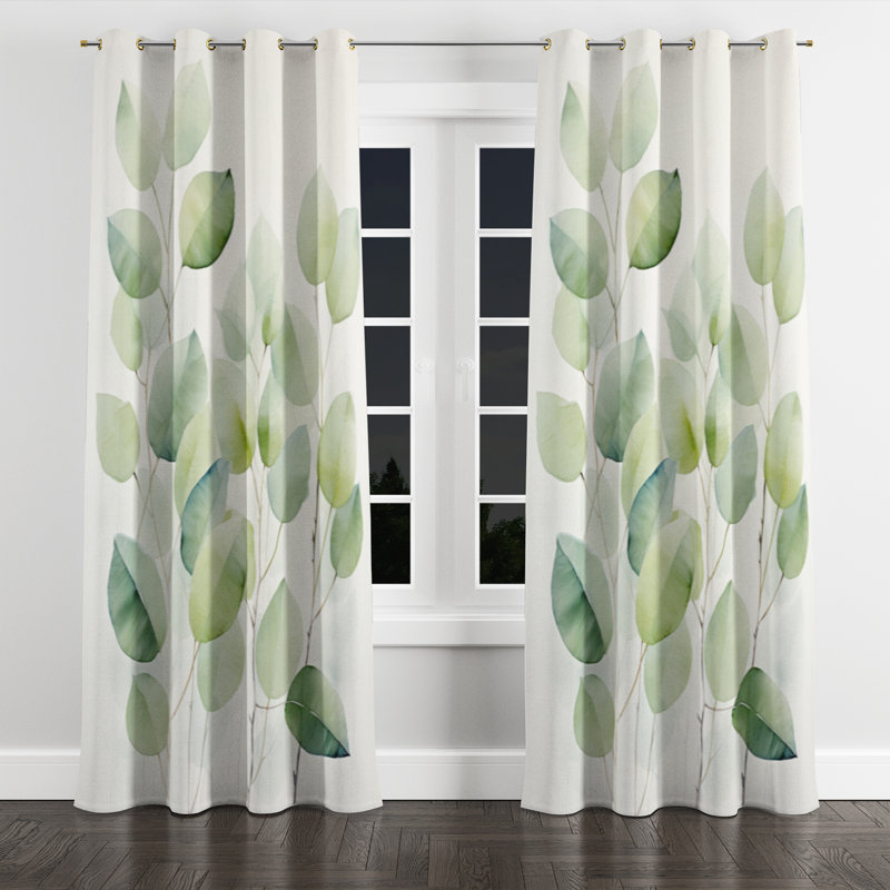 Aureli - Rideau à œillets - Rideau floral obscurcissant - 1 panneau, L 52 po x L 84 po, Œillets dorés