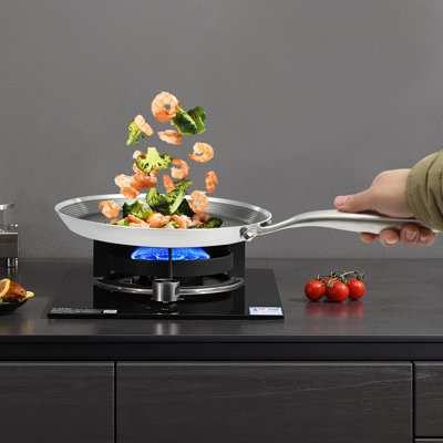 10.2" Tri-Ply Stainless Steel Crepe Pan with Honeycomb Non-Stick Surface, Flat Base Skillet for All Stoves