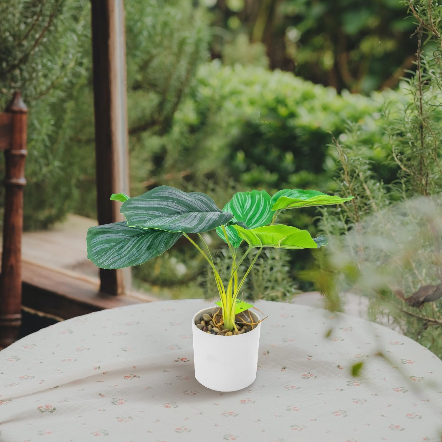 Primrue Fake Plant 15.6" Faux Calathea Plants Indoor Artificial Potted ...
