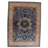 Hand Knotted Wool Area Rug in Silver And Beige